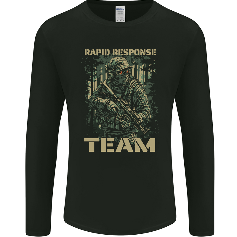 Rapid Response Team Special Forces Military Mens Long Sleeve T-Shirt Black