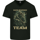 Rapid Response Team Special Forces Military Mens V-Neck Cotton T-Shirt Black