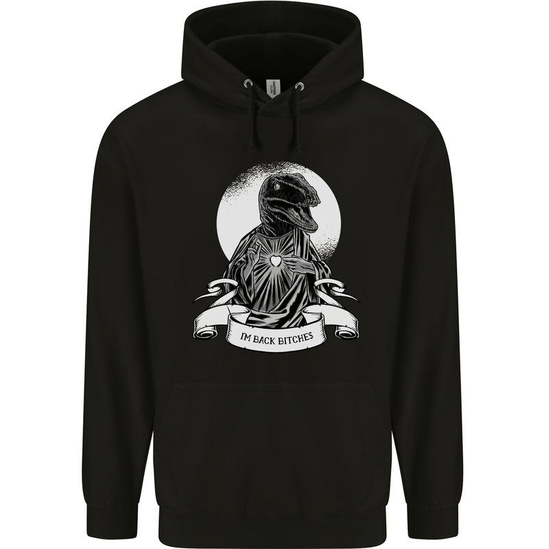 Raptor Jesus Funny Dinosaur T-Rex Atheist Childrens Kids Hoodie Black
