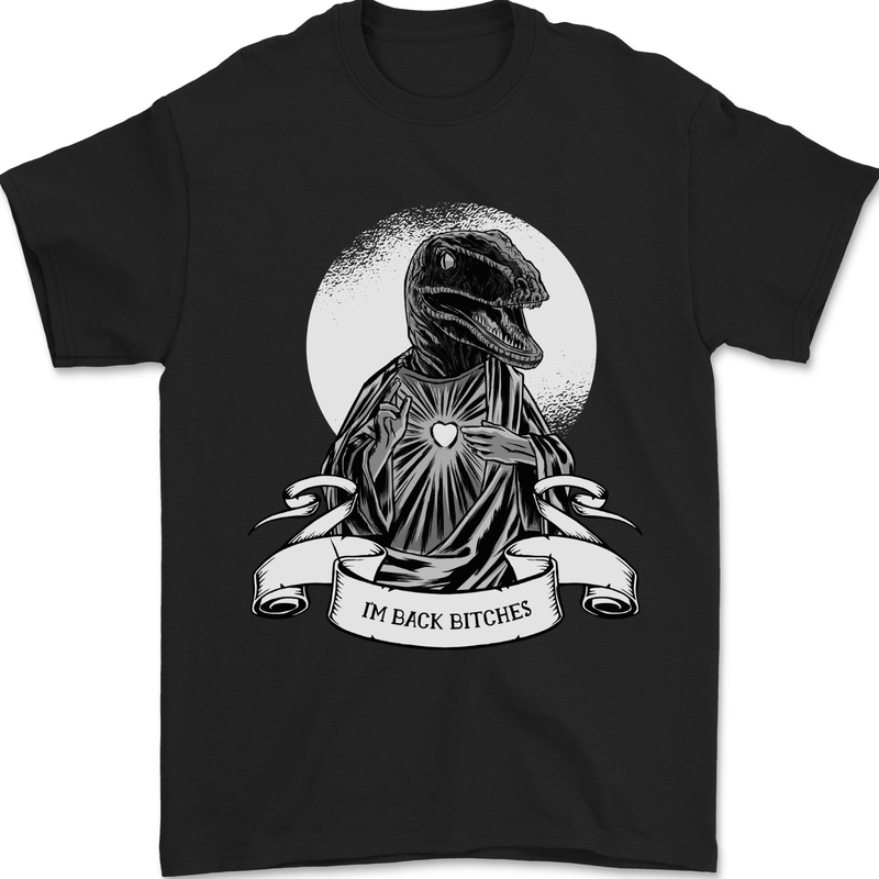Raptor Jesus Funny Dinosaur T-Rex Atheist Mens T-Shirt 100% Cotton Black