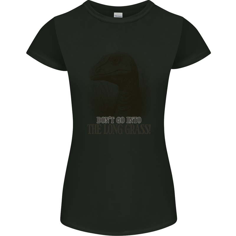 Rapture Don't Go Into the Long Grass Dinosaurs Womens Petite Cut T-Shirt Black