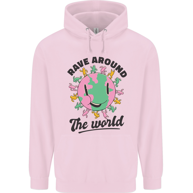 Rave Around the World Dance Music Acid Raver Childrens Kids Hoodie Light Pink