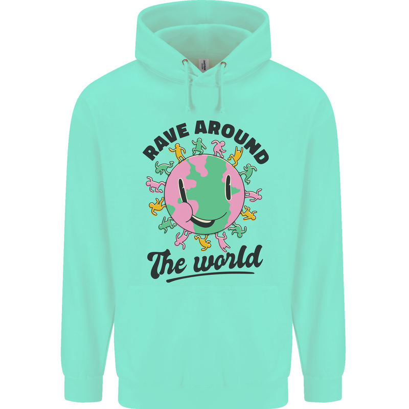 Rave Around the World Dance Music Acid Raver Childrens Kids Hoodie Peppermint