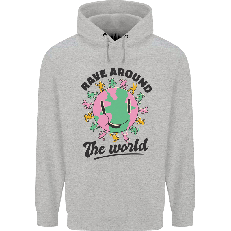 Rave Around the World Dance Music Acid Raver Childrens Kids Hoodie Sports Grey