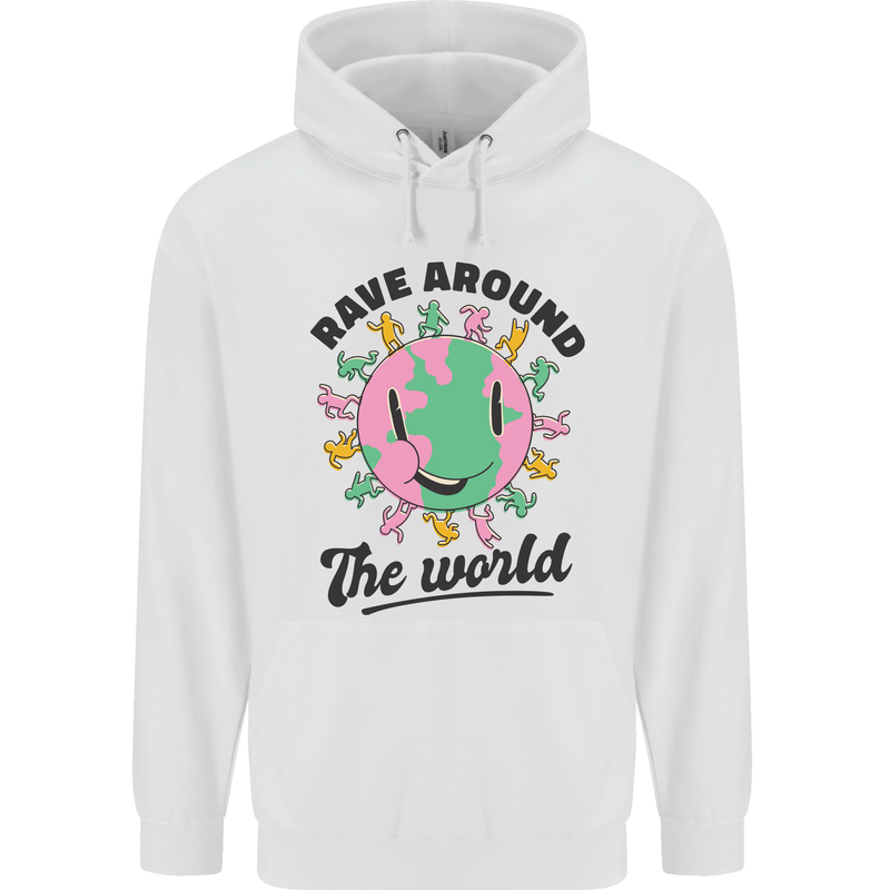 Rave Around the World Dance Music Acid Raver Childrens Kids Hoodie White