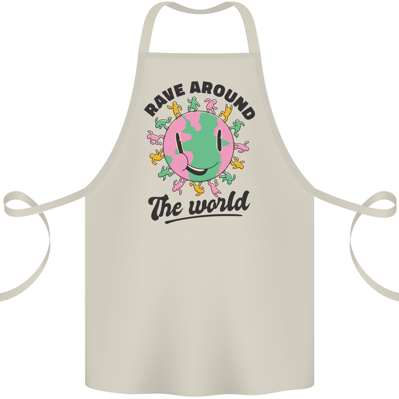 Rave Around the World Dance Music Acid Raver Cotton Apron 100% Organic Natural