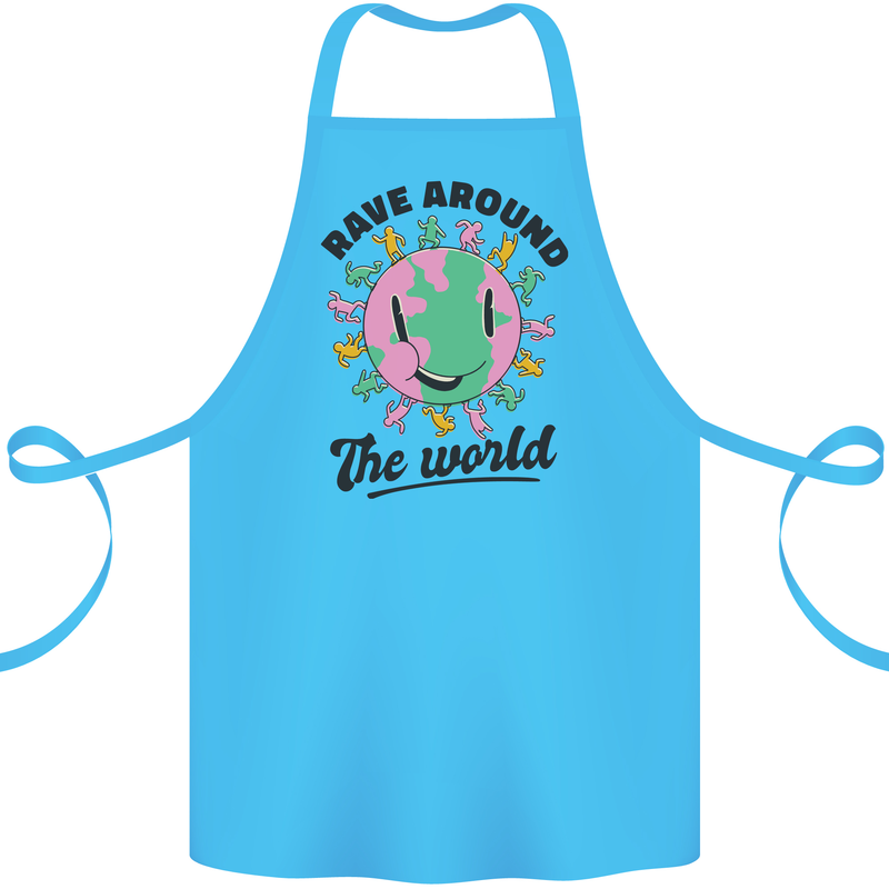 Rave Around the World Dance Music Acid Raver Cotton Apron 100% Organic Turquoise