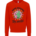 Rave Around the World Dance Music Acid Raver Kids Sweatshirt Jumper Bright Red