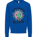 Rave Around the World Dance Music Acid Raver Kids Sweatshirt Jumper Royal Blue