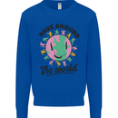 Rave Around the World Dance Music Acid Raver Kids Sweatshirt Jumper Royal Blue