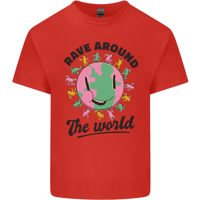 Rave Around the World Dance Music Acid Raver Kids T-Shirt Childrens Red