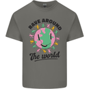 Rave Around the World Dance Music Acid Raver Mens Cotton T-Shirt Tee Top Charcoal