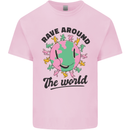 Rave Around the World Dance Music Acid Raver Mens Cotton T-Shirt Tee Top Light Pink
