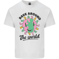 Rave Around the World Dance Music Acid Raver Mens Cotton T-Shirt Tee Top White