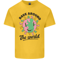 Rave Around the World Dance Music Acid Raver Mens Cotton T-Shirt Tee Top Yellow