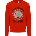 Rave Around the World Dance Music Acid Raver Mens Sweatshirt Jumper Bright Red