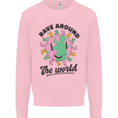 Rave Around the World Dance Music Acid Raver Mens Sweatshirt Jumper Light Pink