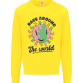 Rave Around the World Dance Music Acid Raver Mens Sweatshirt Jumper Yellow