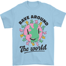 Rave Around the World Dance Music Acid Raver Mens T-Shirt 100% Cotton Light Blue