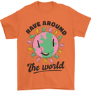 Rave Around the World Dance Music Acid Raver Mens T-Shirt 100% Cotton Orange