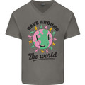 Rave Around the World Dance Music Acid Raver Mens V-Neck Cotton T-Shirt Charcoal