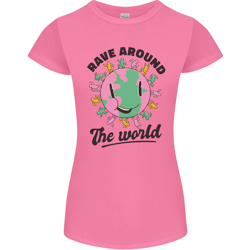 Rave Around the World Dance Music Acid Raver Womens Petite Cut T-Shirt Azalea