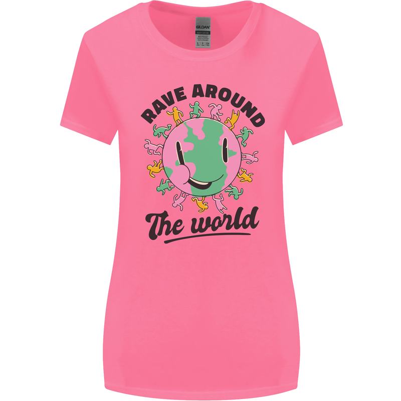 Rave Around the World Dance Music Acid Raver Womens Wider Cut T-Shirt Azalea