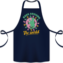 Rave Around the World Dance Music Raver Acid Cotton Apron 100% Organic Navy Blue