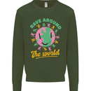 Rave Around the World Dance Music Raver Acid Kids Sweatshirt Jumper Forest Green