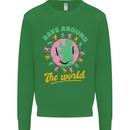 Rave Around the World Dance Music Raver Acid Kids Sweatshirt Jumper Irish Green