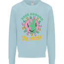 Rave Around the World Dance Music Raver Acid Kids Sweatshirt Jumper Light Blue