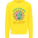 Rave Around the World Dance Music Raver Acid Kids Sweatshirt Jumper Yellow