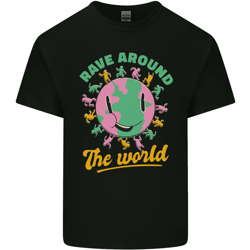 Rave Around the World Dance Music Raver Acid Kids T-Shirt Childrens Black