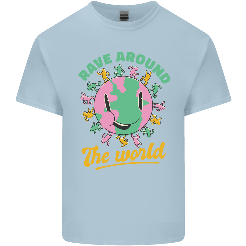 Rave Around the World Dance Music Raver Acid Kids T-Shirt Childrens Light Blue