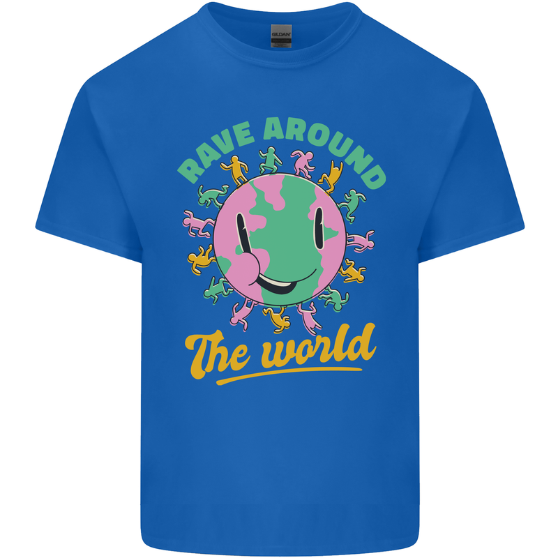 Rave Around the World Dance Music Raver Acid Kids T-Shirt Childrens Royal Blue