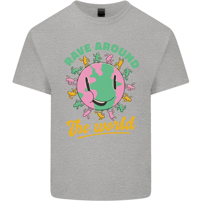 Rave Around the World Dance Music Raver Acid Kids T-Shirt Childrens Sports Grey