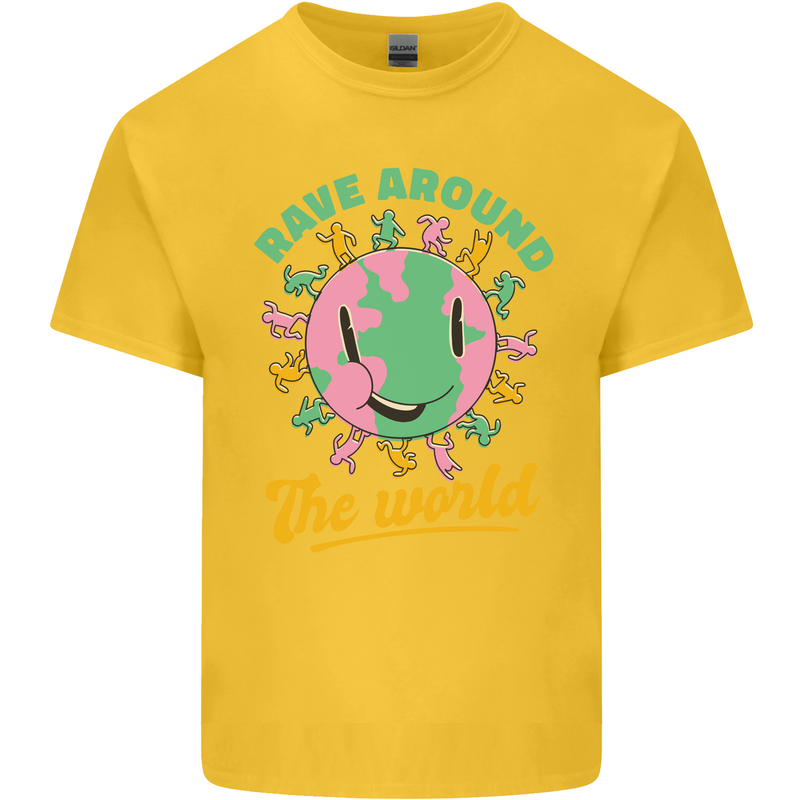 Rave Around the World Dance Music Raver Acid Kids T-Shirt Childrens Yellow