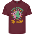 Rave Around the World Dance Music Raver Acid Mens Cotton T-Shirt Tee Top Maroon