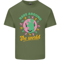 Rave Around the World Dance Music Raver Acid Mens Cotton T-Shirt Tee Top Military Green