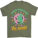 Rave Around the World Dance Music Raver Acid Mens T-Shirt 100% Cotton Military Green