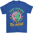Rave Around the World Dance Music Raver Acid Mens T-Shirt 100% Cotton Royal Blue