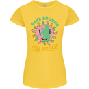 Rave Around the World Dance Music Raver Acid Womens Petite Cut T-Shirt Yellow