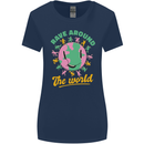 Rave Around the World Dance Music Raver Acid Womens Wider Cut T-Shirt Navy Blue