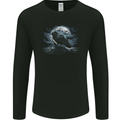 Raven & Ocean Full Moon Crow Viking Mens Long Sleeve T-Shirt Black