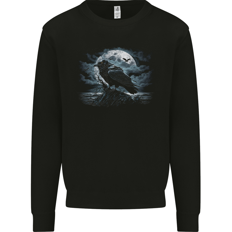 Raven & Ocean Full Moon Crow Viking Mens Sweatshirt Jumper Black