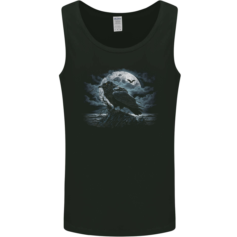 Raven & Ocean Full Moon Crow Viking Mens Vest Tank Top Black