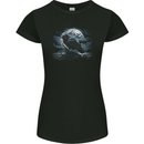 Raven & Ocean Full Moon Crow Viking Womens Petite Cut T-Shirt Black