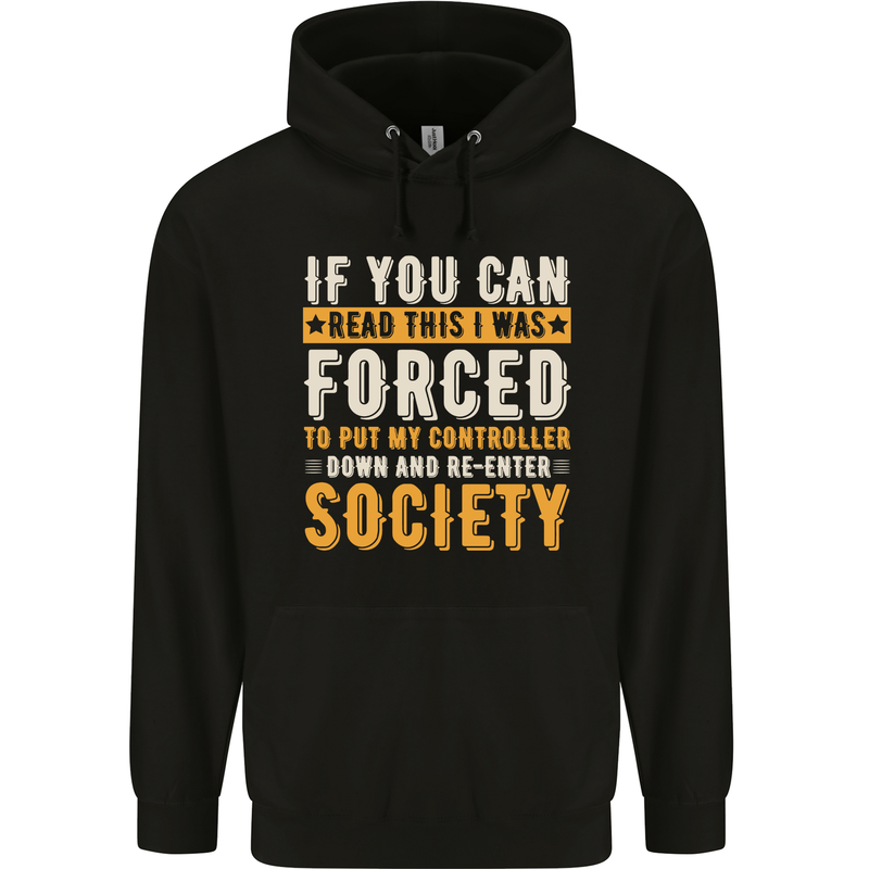 Re-enter Society Funny Gaming Gamer Childrens Kids Hoodie Black