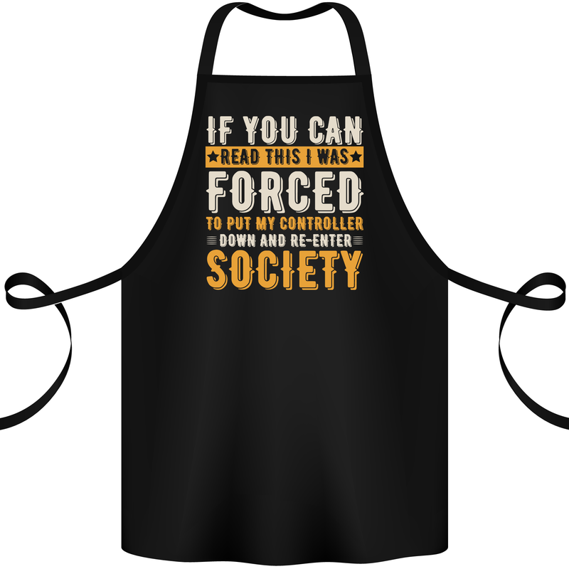 Re-enter Society Funny Gaming Gamer Cotton Apron 100% Organic Black