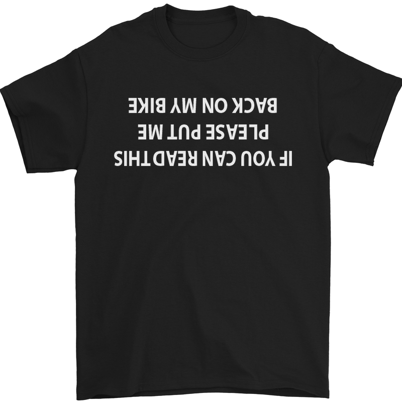a black t - shirt with the words back on a bike